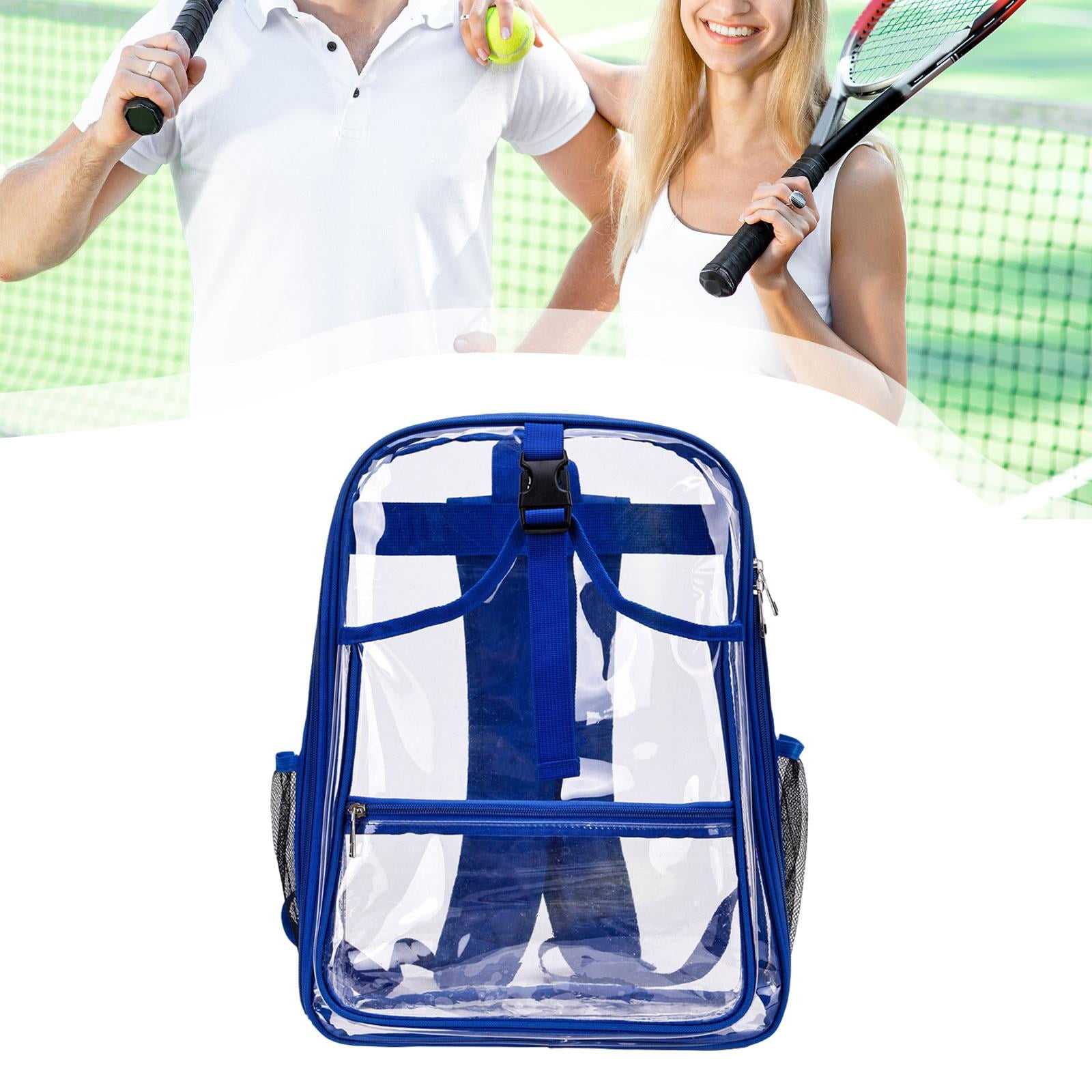 funtasica Tennis Backpack ,Racket Bags ,PVC, Lighweight Clear Large Capacity Unisex Gym Badminton Bag Tennis Rucksack for Men and Women Blue