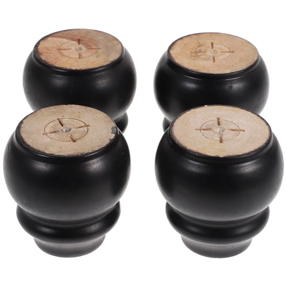 OUNONA 4Pcs Solid Wood Furniture Legs Black Sofa Replacement Legs for Coffee Table
