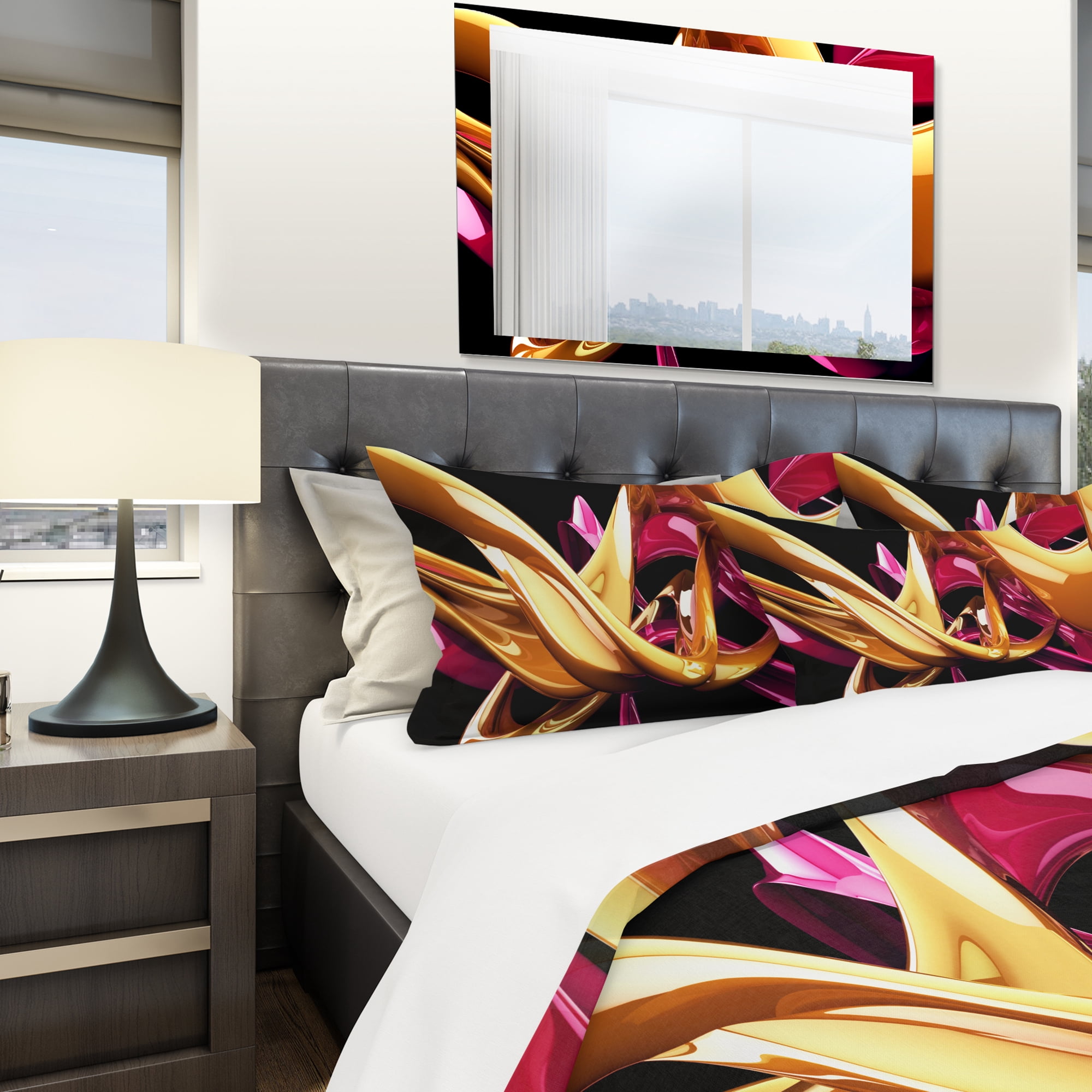 Designart 'Building with Gold' Modern & Contemporary Duvet Cover Set