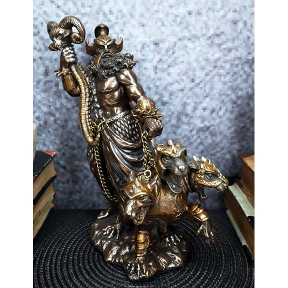 Ebros Olympian God of The Underworld Hades Leashed Cerberus Guard Dog Figurine