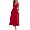 thumbnail image 2 of Women'S Summer Sleeveless Casual Dresses V-Neck Wrinkles Backless Party Dress Red XL, 2 of 7