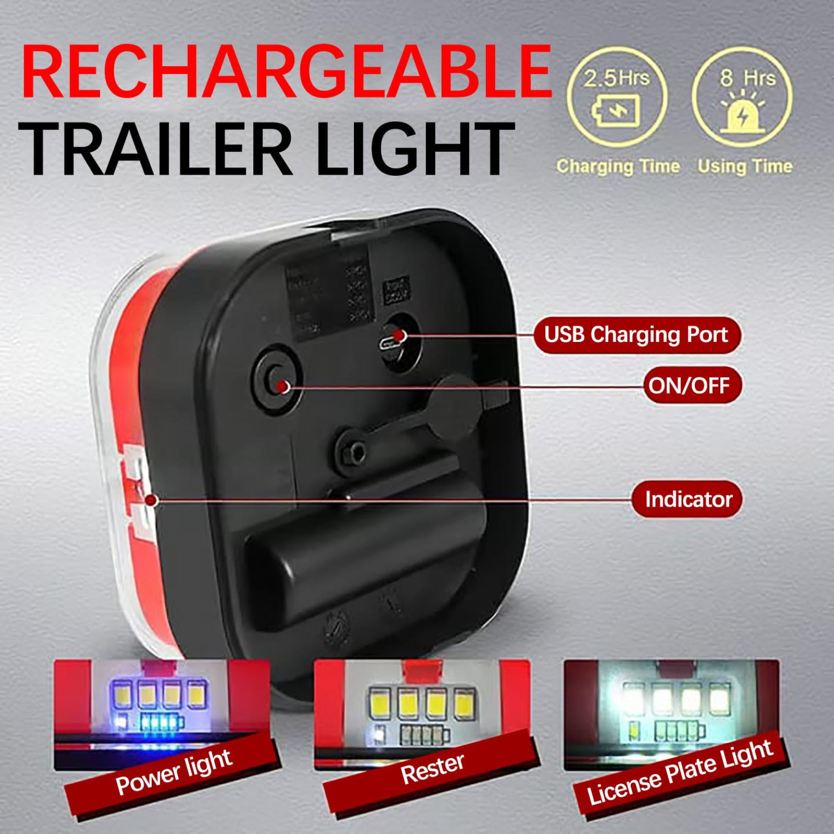Wireless Trailer Lights Magnetic Towing, Magnetic LED Rechargeable and Portable Tow Lights Kit for Trucks, RVs, Campers, Boats, Caravans, and Wreckers