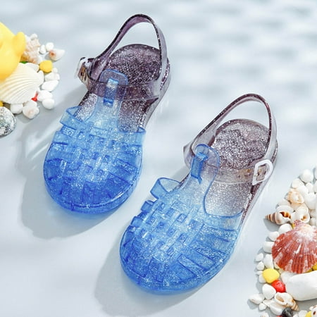 

Flash Pick of the day Toddler Shoes Baby Girls Cute Gradient Colors Hollow Out Non-slip Soft Sole Beach Roman Sandals Blue Sandals For Kids Size 3-4 Years