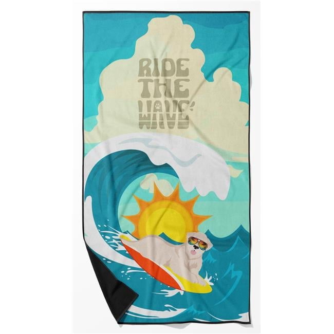 Surfer Dog Bernese Mountain Dog Premium Beach Towel 30 in x 60 in