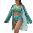 thumbnail image 1 of Trajes de Baño de Bikini de Mujer con Correas Impresas V Sexy Split Set de Tres Piezas, Diseño de Corte Alto para la Piscina de Playa Y las Vacaciones de Verano, 1 of 9