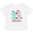 thumbnail image 3 of Inktastic 1st Birthday with Flamingo Stars and Hearts Girls Baby T-Shirt, 3 of 5