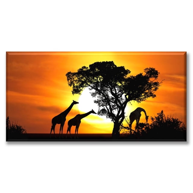 Cuadro Canva Listo Para Colgar Pixtreats Tipo Galería Familia De Jirafas 70X140 cm