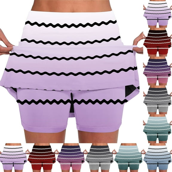 Jacenvly New Under Skirt Shorts Women Trendy Women's Color Mid-Waist Skirt Pants Sports Shorts Bottoming Skirt Pants Lightweight Skirt with Shorts Plus Size Blue