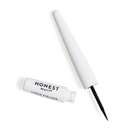Honest Beauty Longlasting Vegan Liquid Eyeliner | Smudge + Flake Proof, Precise Application | Hypoallergenic, Plant-Derived, EWG Verified + Cruelty Free | Black, 0.58 fl oz C40