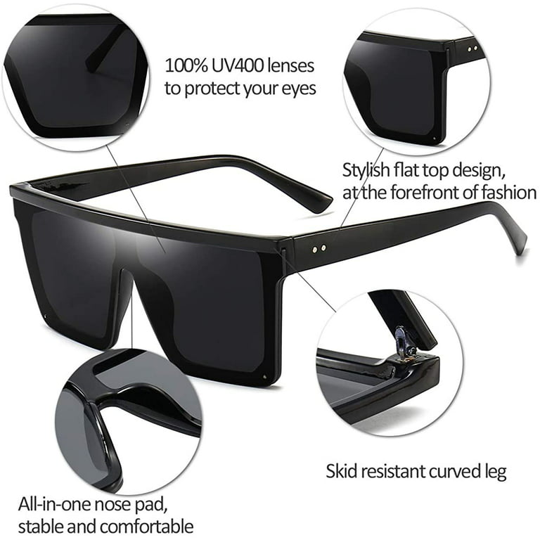  EYLRIM Thick Square Frame Sunglasses for Women Men Fashion  Chunky Rectangle Sun Glasses Black Shades(01 Black/Grey) : Clothing, Shoes  & Jewelry