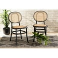 thumbnail image 7 of Baxton Studio Garold Mid-Century Modern Brown Woven Rattan and Black Wood 2-Piece Cane Dining Chair Set, 7 of 7