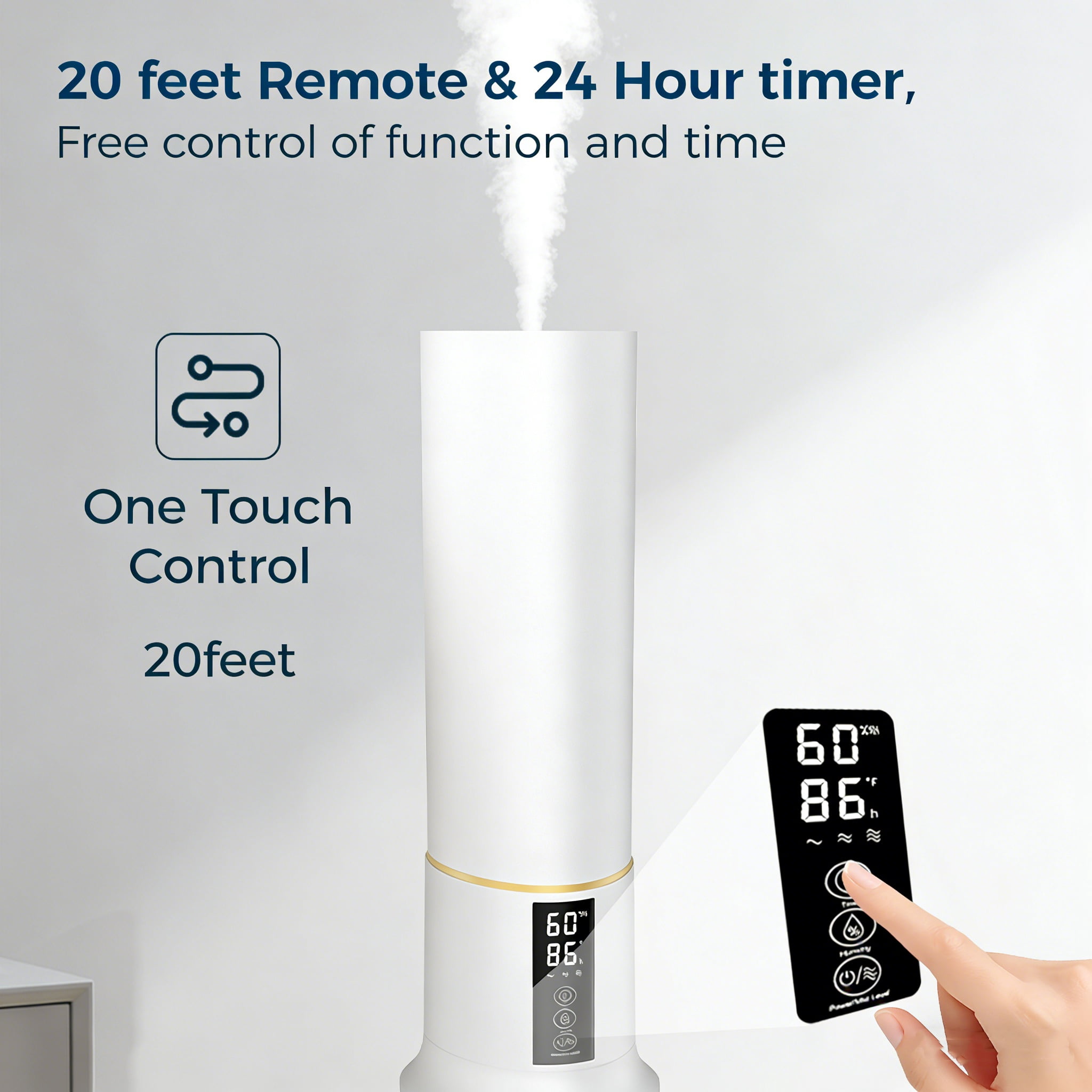 Humidifier Large Room,2.4Gal Cool Mist Humidifiers for Bedroom 9L High Capacity 36dB Quiet Air Humificador fit Removable Water Tank 360° Adjustable, Top Fill & Easy Clean with Remote Control