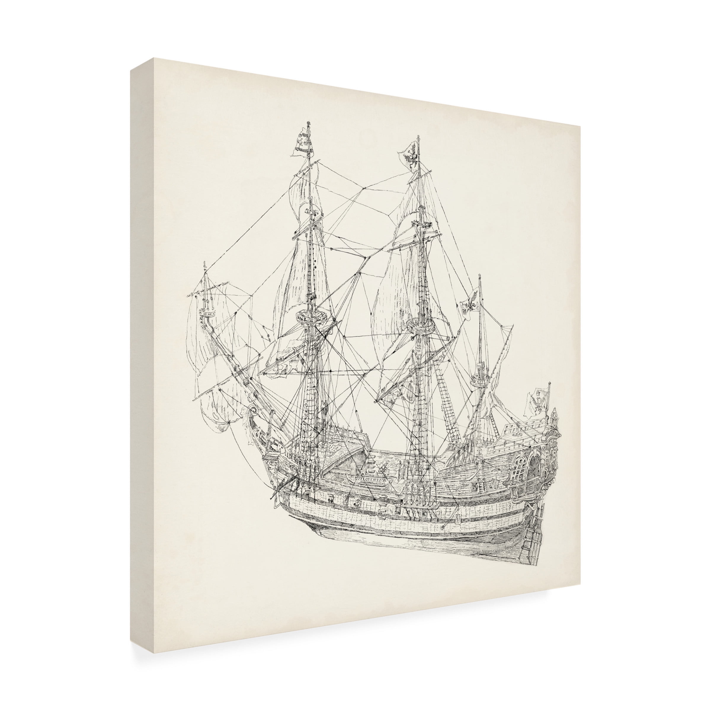 Richard Foust 'Antique Ship Sketch I' Canvas Art