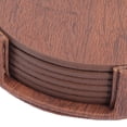 thumbnail image 4 of 1 Set Leather Coaster Drink Coasters with Holder Wood Grain Coaster Round Coaster, 4 of 9