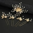 thumbnail image 3 of 5 Pieces Wedding Hair Comb Bridal Hair Pins Crystal Pearl Hair Accessories Rhinestone Flower Hair Piece for Wedding Bride Women, 3 of 4