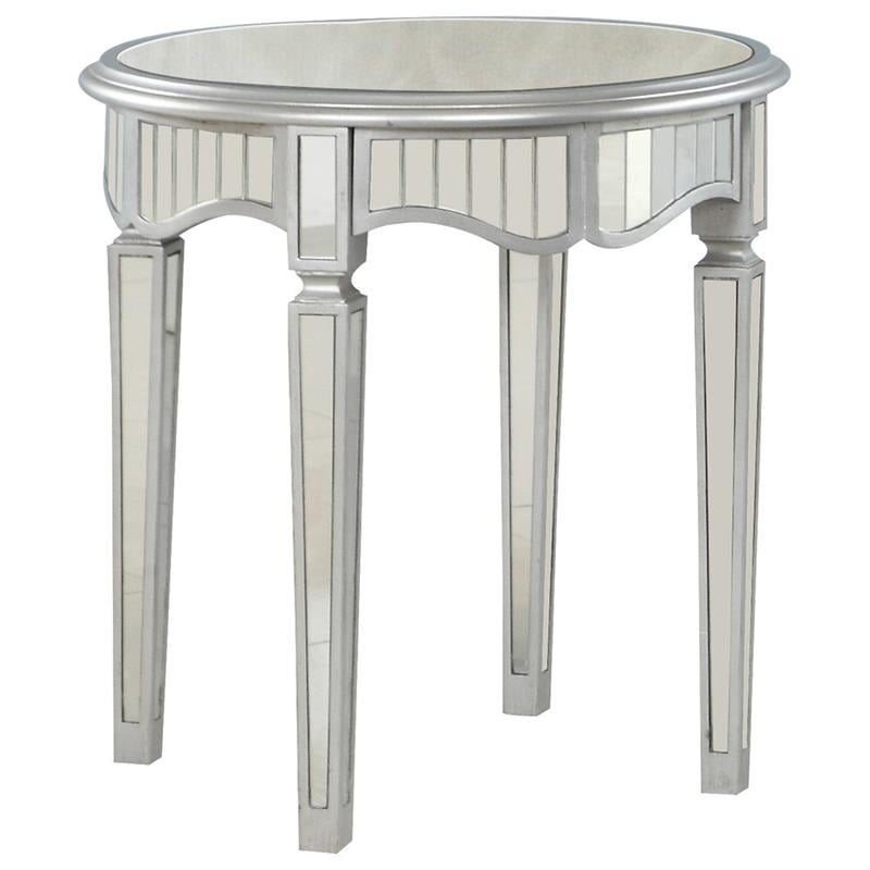 Best Master Royal Glam Round Mirrored Glass End Table In Silver Com Best Master Royal Glam Round Mirrored, Round Mirrored End Table