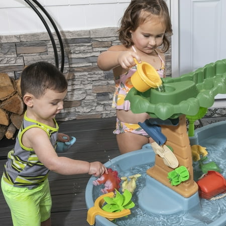 Step2 Dino Showers Gray Plastic Water Table for Toddlers with 13-piece Playset