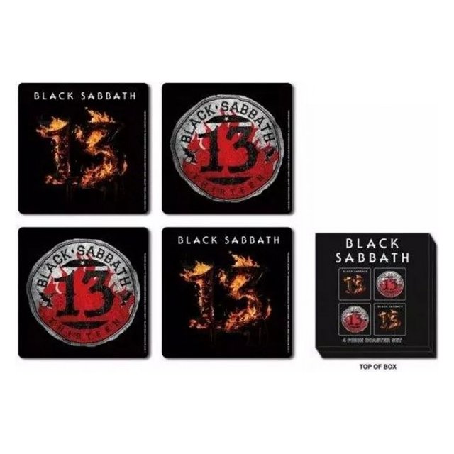 Black Sabbath - Set de Posavasos 13 - Pack de 4 (Negro, Rojo, Naranja)