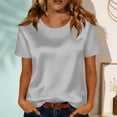thumbnail image 3 of Womens Satin Summer Tops Short Sleeve Blouses Crew Neck Shirts Business Casual Outfits Fashion Clothing 2026, XL, 3 of 8