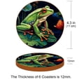 thumbnail image 3 of Frog Set of 6 Microfiber Leather Round Coasters, 11x11 cm/4.3x4.3 in, Cute and Durable Drink Mats for Home and Office, 3 of 6