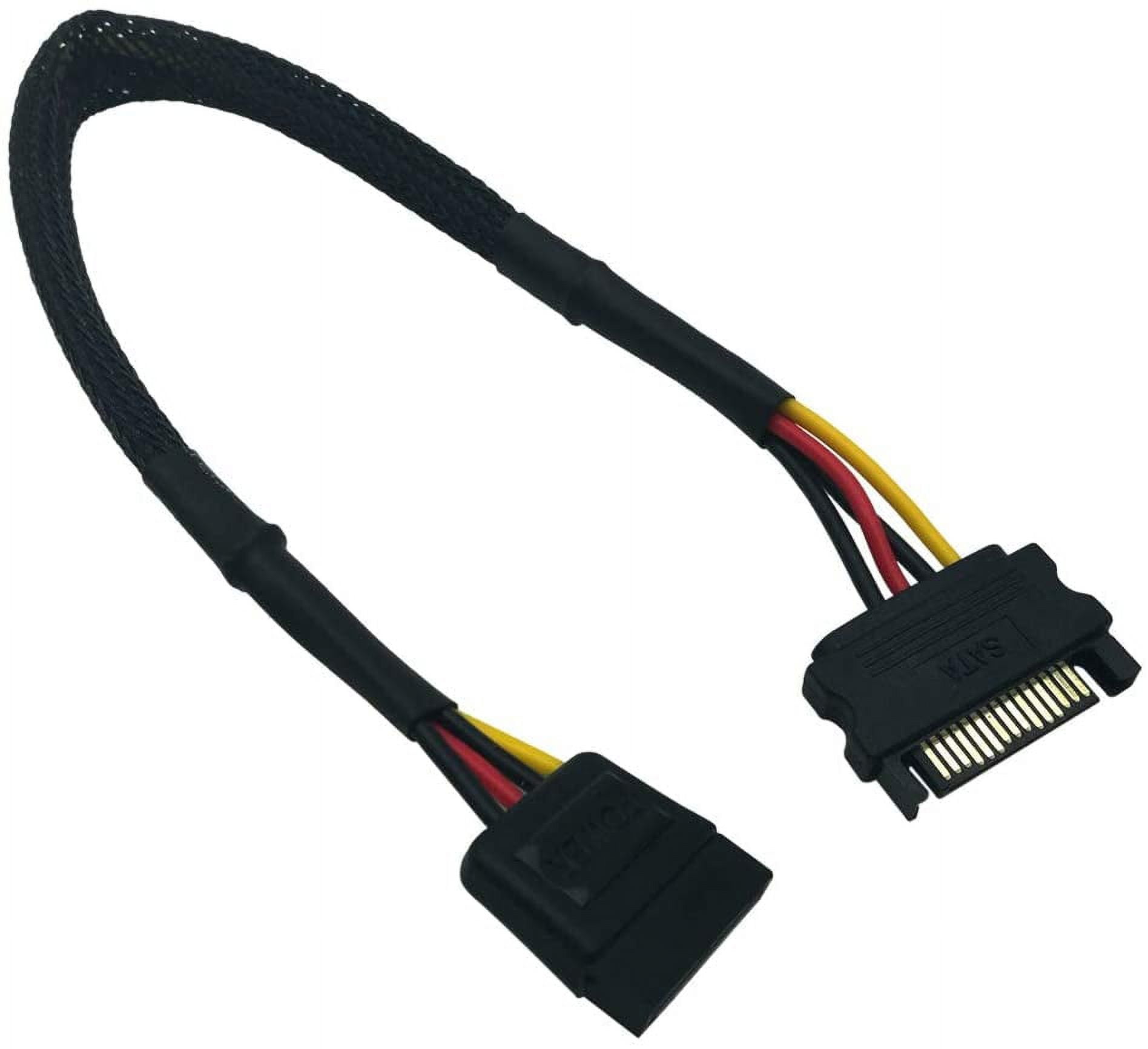 HRTGFD-(2-Pack 15 Pin SATA Power Extension Cable, M/F Serial ATA HDD Hard Drive Adapter Sleeved 12-inch (30CM)