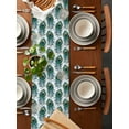 thumbnail image 2 of Green Peacock Feather on White Table Runner-36 Inch Long Retro Minimalist Art Table Runners Linen Burlap Tablerunner for Kitchen Dining Room Holiday Party, 2 of 9