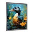 Designart "Moonlit Floral Duck Elegance" Animals Framed Wall Art