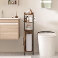 thumbnail image 3 of Small Bathroom Cabinet, Slim Toilet Paper Holder with Door&2 Shelves Metal Racks, Narrow Storage Organizers,  Standing Farmhouse Style for Bathroom Restroom Tiny Space,Dark Brown, 3 of 7