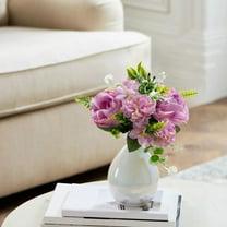 Yaoyar Faux Flowers in Vase for Home Decor, Silk Artificial Flowers with Vase for Coffee Table Decor,Living Room Bathroom Plant Decor, Centerpiece Table Decorations