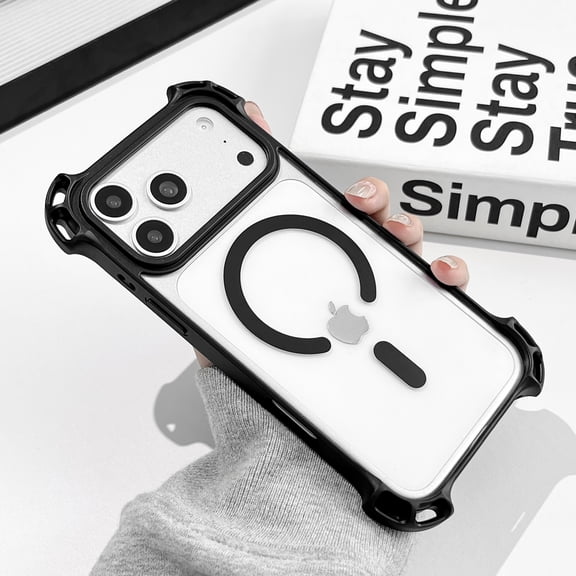 for iPhone 12 Pro Max Clear Magnetic Case, Luxury Ultra Thin Slim Anti-Scratch Cover Compatible with MagSafe Phone Case for Women Men, Cute Soft TPU Silicone & Transparent Hard PC, Black