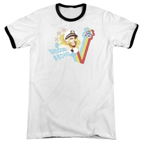 Love Boat Welcome Aboard Adult Ringer White Black