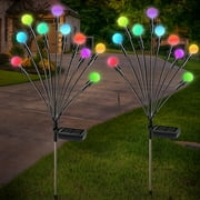 Rirool Waterproof Solar Garden Lights, Starburst Swaying Light Swaying when wind Blows Solar Lights, Outdoor Decorative Color Changing RGB Light (2 Pcs)