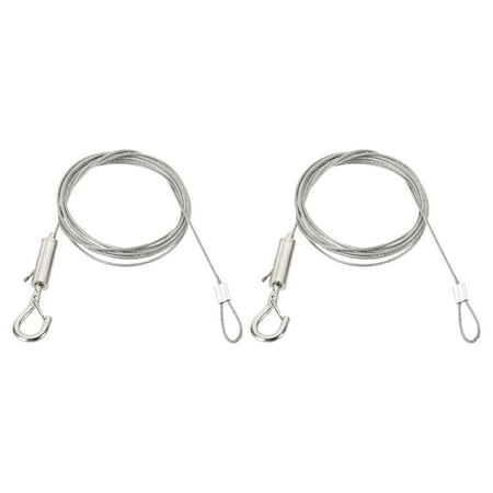 Uxcell 2 Sets 2m x 1.5mm Heavy Duty Adjustable Picture Hanging Wire Kit with Loop & Hook