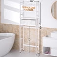 thumbnail image 6 of Over The Toilet Storage with 2 Baskets, 4-Tier Bamboo Organizer Rack with Paper Holder & 4 Hooks & Waterproof Feet Pad,Freestanding Shelf for Bathroom(White), 6 of 7