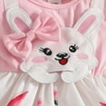 thumbnail image 5 of CAICJ98 Toddler Baby Girl Easter Outfit Birthday Dress Bunny Outfit Newborn Ruffle Short Sleeve Romper Bodysuit with Headband Infant Jumpsuit Summer Clothes (Pink,12-18 Months), 5 of 5