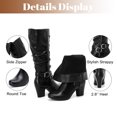 thumbnail image 3 of LOVE STEETLY Women's Knee High Slouchy Chunky Heel Boots, Side Zipper Round Toe Faux Leather Casual Comfort Versatile Boot, 3 of 7