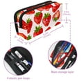 thumbnail image 5 of MUOOUM Pencil Case, Pink Cute Strawberries Patetrn Large Capacity Pencil Pouch Stationery Pen Bag, 5 of 7