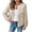 Beige, variant on wdsxpo Womens Jacket Trendy Cropped Tweed Blazer for Women Button Down Collarless Casual Work Business Jacket Elegant Fall Coat