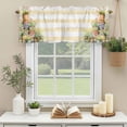 thumbnail image 6 of Kitchen Valances for Window, Watercolor Flower Potted Plant Light Filtering Rod Pocket Valance Curtain, Farm Beige White Stripe Short Curtains Window Topper for Bedroom Bathroom Living Room 42x12in, 6 of 9