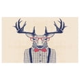 thumbnail image 4 of Hipster Ceramic Toothbrush Holder, Humorous Portrait of Deer with Jazz Polka Dotted Bow and Shirt, Decorative Versatile Countertop for Bathroom, 4.5" X 2.7", Indigo Dark Coral, 4 of 4
