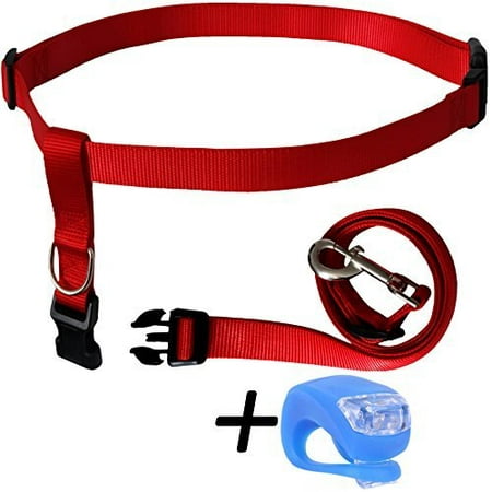 Red Running Dog Leash Hands Free |  Including LED Light | Great for Walking, Running, Biking and