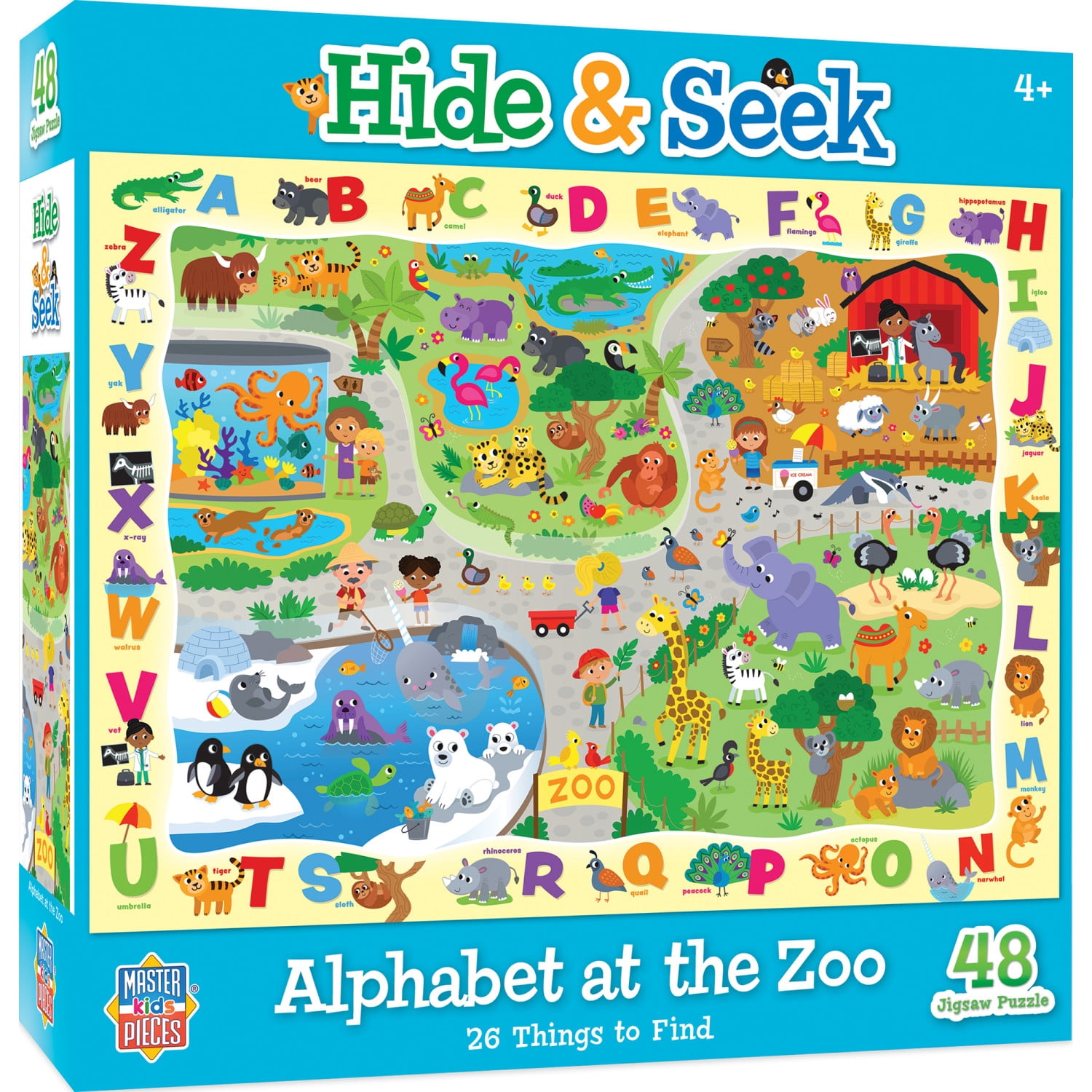 MasterPieces 48 Piece Kids Jigsaw Puzzle - Alphabet at the Zoo - 14"x19"