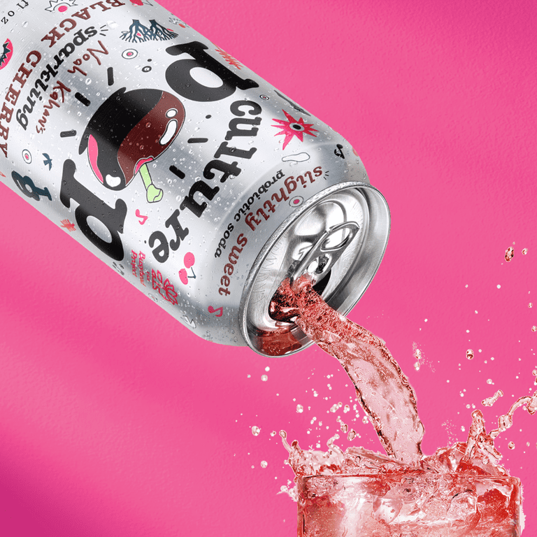Noah Kahan's Sparkling Black Cherry, Culture Pop Soda Probiotic