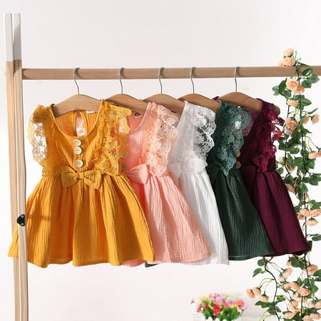

Maxcozy Newborn Baby Girls Sleeveless Lace Dresses Party Wedding Dress