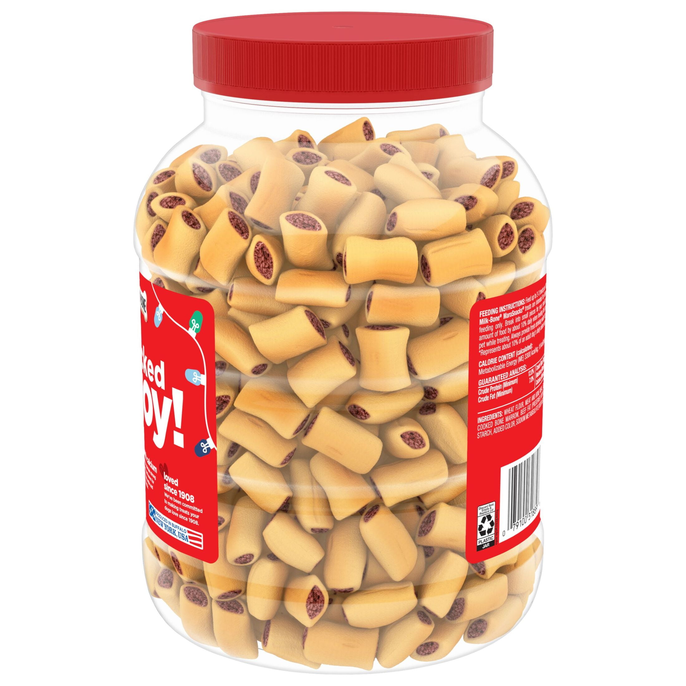 ミルクキャラメルスノードッグ マリームーン Milk Bone Merry MaroSnacks Holiday Dog Treats With Bone Marrow, 40