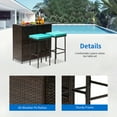 thumbnail image 2 of FDW Outdoor Furniture Set Wicker Bistro Set 3PCS Patio Bar Set with Two Stools for Patio Backyard Balcony,Blue Cushion, 2 of 7