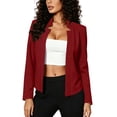 thumbnail image 3 of Womens Blazers Dressy Notch Lapel Open Front Suit Jackets Business Casual Long Sleeve Solid Blazer Jacket Red XL, 3 of 8