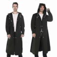 thumbnail image 4 of Men's Long Raincoat Waterproof Reusable Rain Poncho With Hood Hiking Fishing Rain Jacket, Suitable For 70-85kg(1pcs, Black), 4 of 5