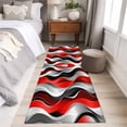 thumbnail image 4 of 2'x6' Rug Runners for Hallways Kitchen, Red Black Grey Non Slip Entryway Beside Floor Carpet Runner, Geometric Moire Artwork Modern Abstract Laundry Room Bedroom Throw Rugs Mat for Family Pet, 4 of 8