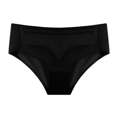 BYHONG Mid Waist Quick Drying Ice Silk Panties Thin Non Marking Ice Silk Underwear Womens Ice Silk Panties Womens Panties Black M